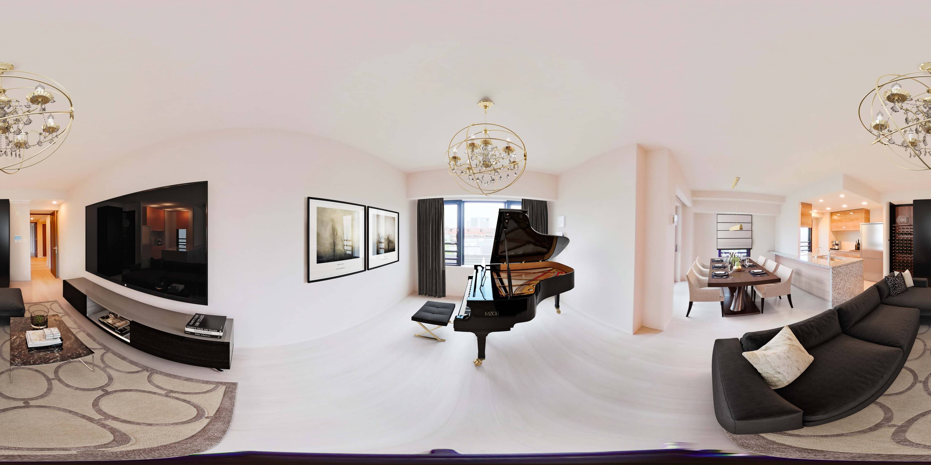 Modern living room after 360° virtual staging