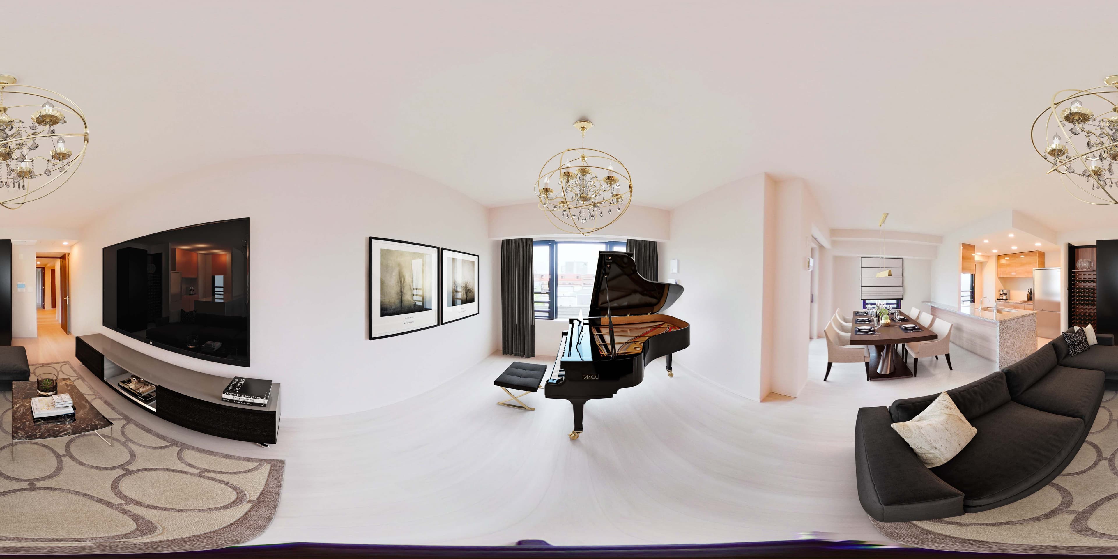 Modern living room after 360° virtual staging
