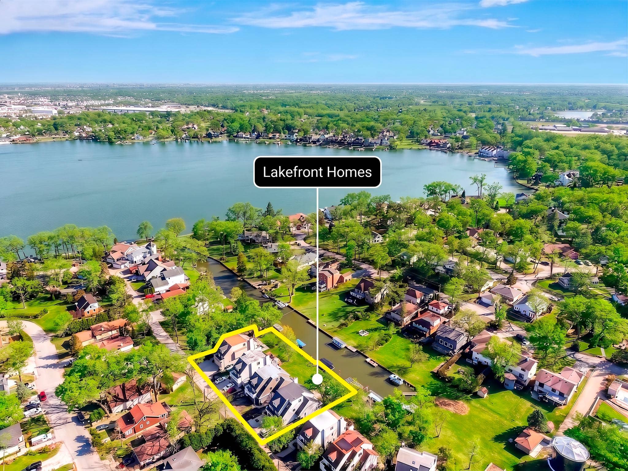 Edited aerial real estate photo after color and clarity enhancement