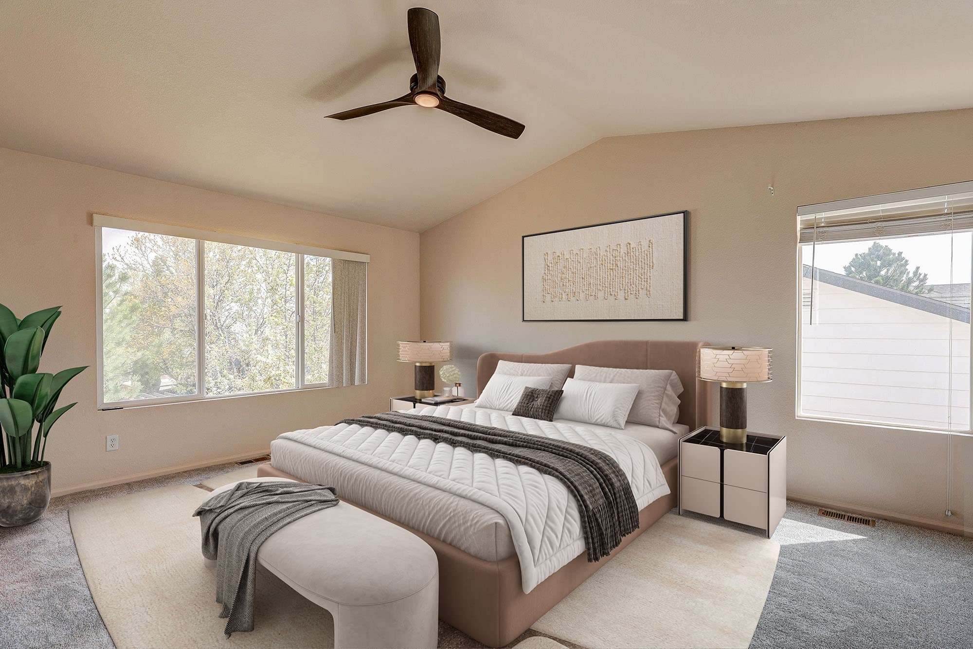 Modern bedroom room after virtual staging